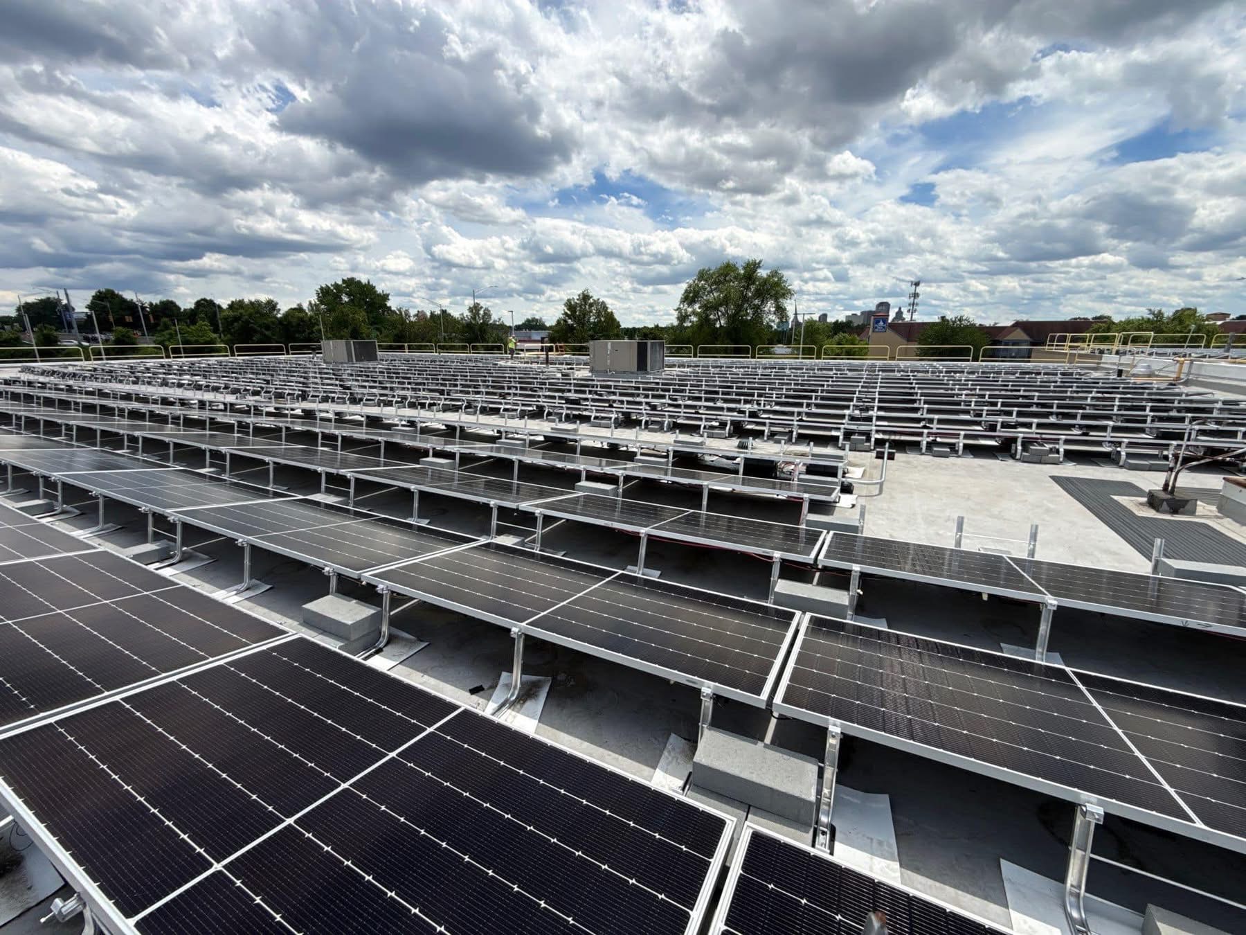 Commercial rooftop solar array installed by J.E.N.S Electric LLC